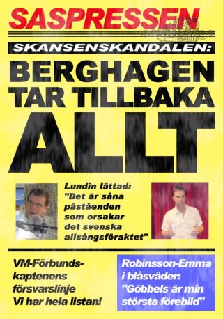 En lpsedel med texten: Berghagen tar tillbaka allt